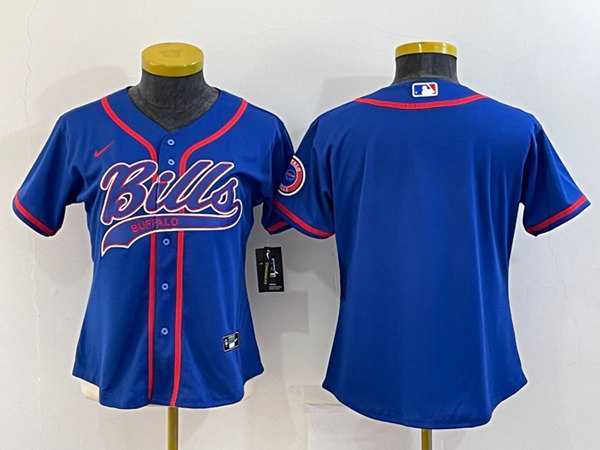 Womens Buffalo Bills Blank Royal With Patch Cool Base Stitched Baseball Jersey